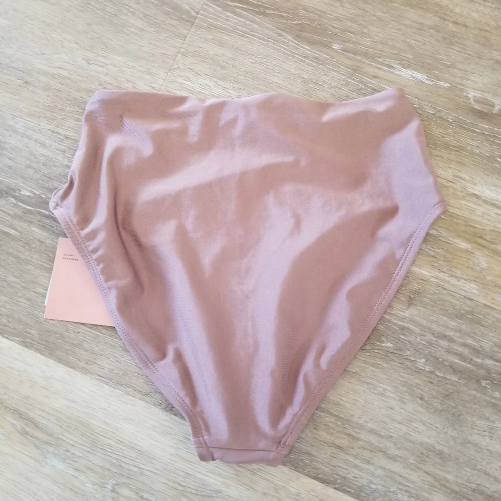 NWT Shade & Shore Brown High Waist Medium Coverage Bikini Bottom Size XS